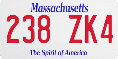 MA license plate 238ZK4