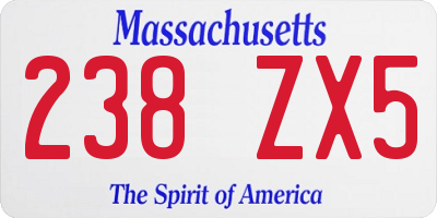 MA license plate 238ZX5