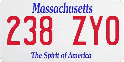 MA license plate 238ZY0