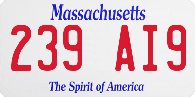 MA license plate 239AI9