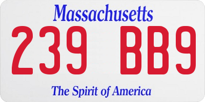 MA license plate 239BB9