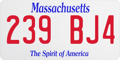 MA license plate 239BJ4