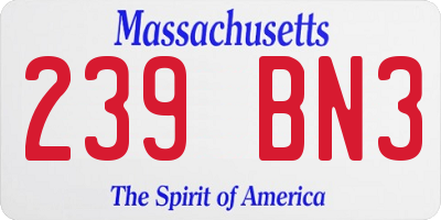 MA license plate 239BN3