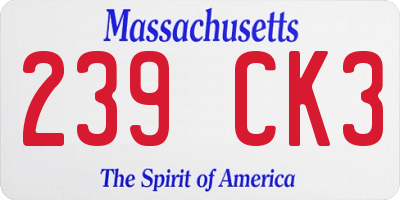 MA license plate 239CK3