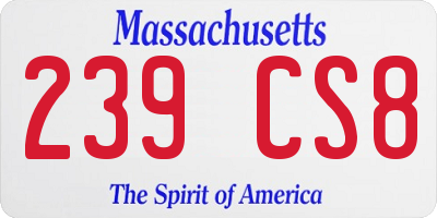 MA license plate 239CS8