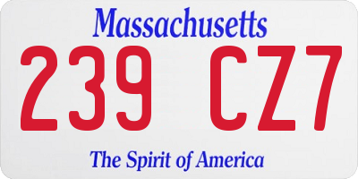 MA license plate 239CZ7