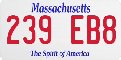 MA license plate 239EB8