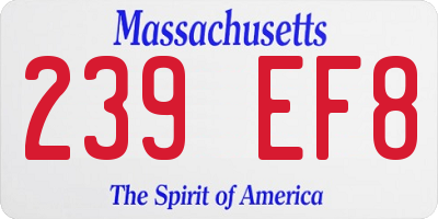 MA license plate 239EF8