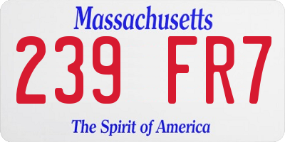 MA license plate 239FR7