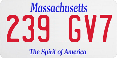 MA license plate 239GV7