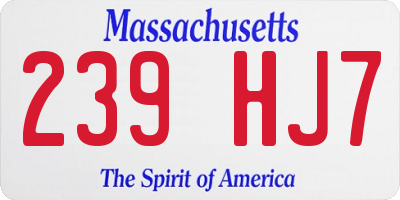 MA license plate 239HJ7