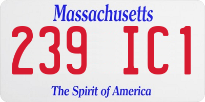 MA license plate 239IC1