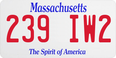 MA license plate 239IW2