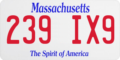 MA license plate 239IX9