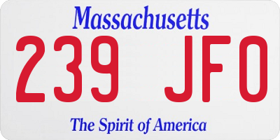 MA license plate 239JF0