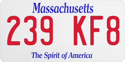 MA license plate 239KF8