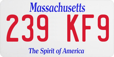 MA license plate 239KF9