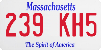 MA license plate 239KH5