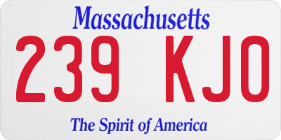 MA license plate 239KJ0