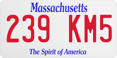 MA license plate 239KM5