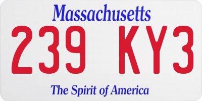 MA license plate 239KY3