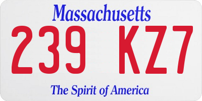 MA license plate 239KZ7