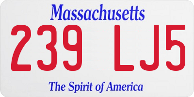 MA license plate 239LJ5