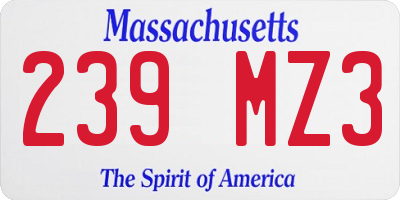 MA license plate 239MZ3