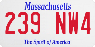 MA license plate 239NW4