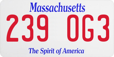 MA license plate 239OG3