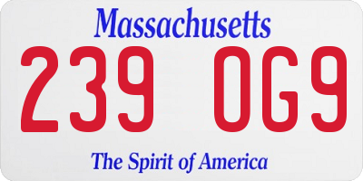 MA license plate 239OG9