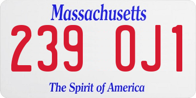 MA license plate 239OJ1