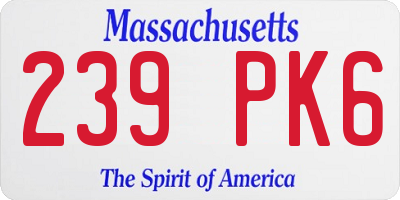 MA license plate 239PK6