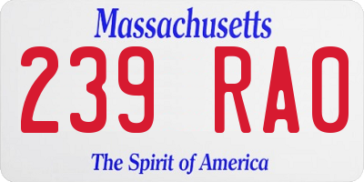 MA license plate 239RA0