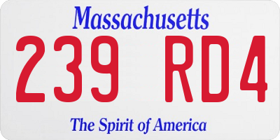 MA license plate 239RD4