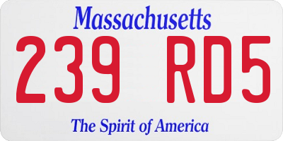 MA license plate 239RD5