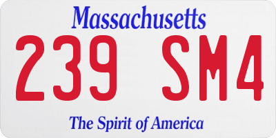 MA license plate 239SM4