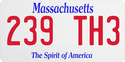 MA license plate 239TH3