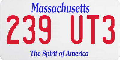MA license plate 239UT3