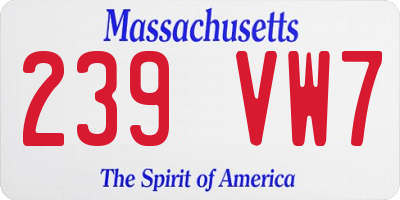 MA license plate 239VW7