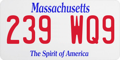 MA license plate 239WQ9