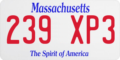 MA license plate 239XP3