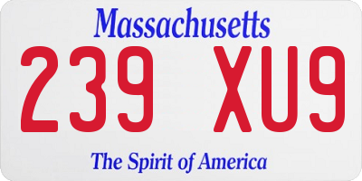 MA license plate 239XU9