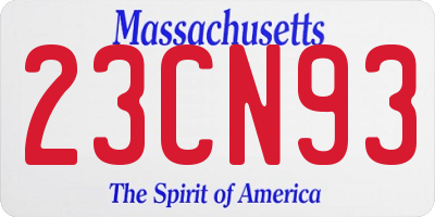 MA license plate 23CN93