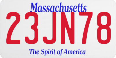 MA license plate 23JN78