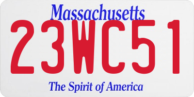 MA license plate 23WC51