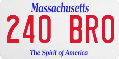 MA license plate 240BR0