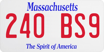MA license plate 240BS9