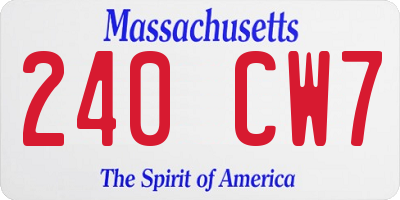 MA license plate 240CW7
