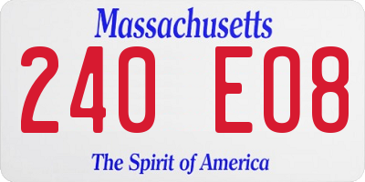MA license plate 240EO8